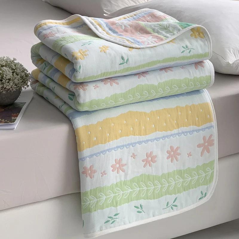 New Cotton Six-layer Yarn Xia Liang Quilt Pure Cotton Towel Quilt Empty Blanket Nap Blanket Gauze Blanket