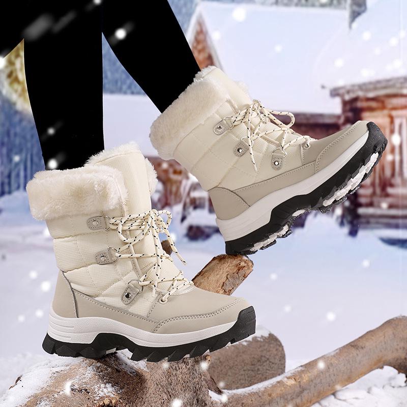 Damskie wszechstronne śniegowce z podszewką z polaru: Ciepłe, antypoślizgowe, pogrubione na jesień i zimę, moda outdoorowa.