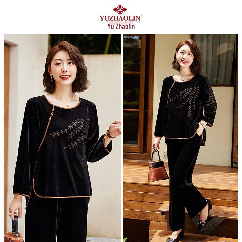 

Женский повседневный комплект из двух предметов из золотого бархата Yuzhaolin 2XL