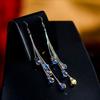 Geometric Charming Long Water Drop Tassel Earrings In 925 Silver For Women Fashionable