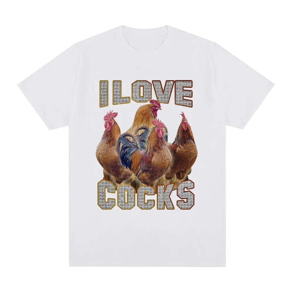 

Streetwear Casual I Love Cocks Funny Roosters Meme T-shirt Chicken Enthusiast Short Sleeve men Women s Extra Large Clothing tees XXXXXL белый