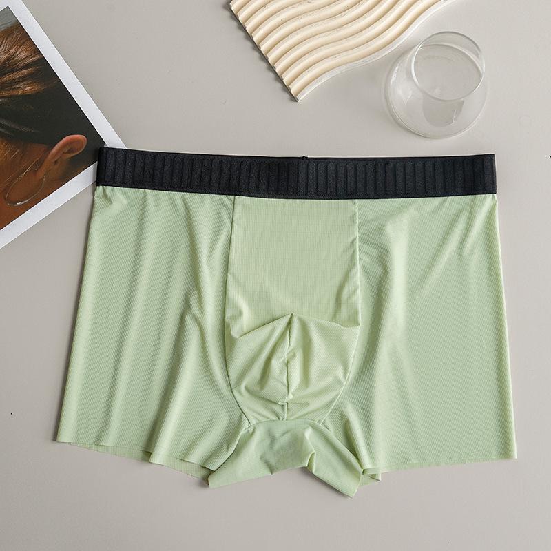 

Мужское нижнее белье Ледяной шелк Плоские трусы без следов Большой размер Антибактериальная Дышащая ластовица Средняя посадка 2XL