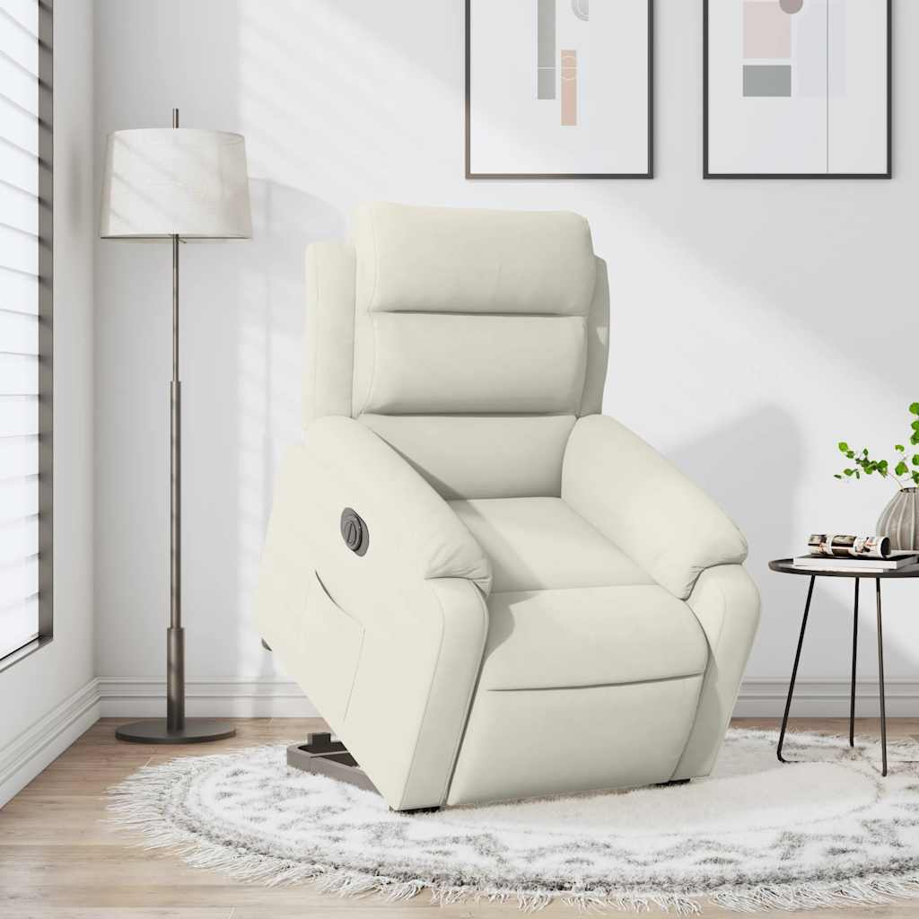Electric Recliner Chair with Rising Function Cream Velvet