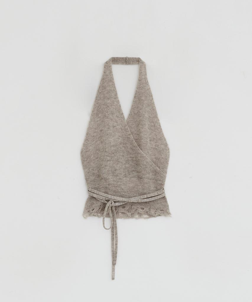 Loutaideu Raw Edge Halter Knit [Beige]