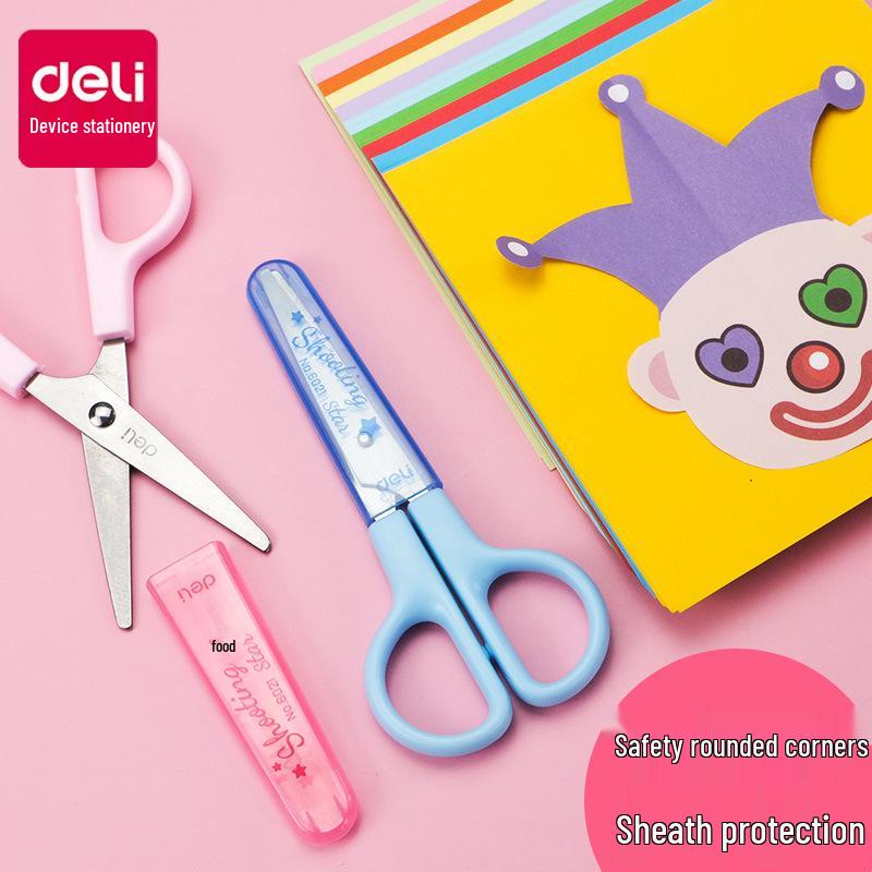 

Cute Cartoon Children s Protective Craft Scissors with Cover оранжевый