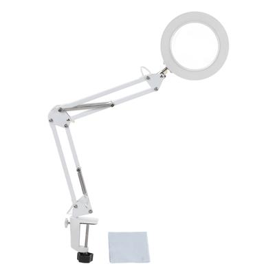 Magnifying Glass with Light Adjustable 3 Color Temperature 11 Brightness 5X Magnifier Folding Clamp