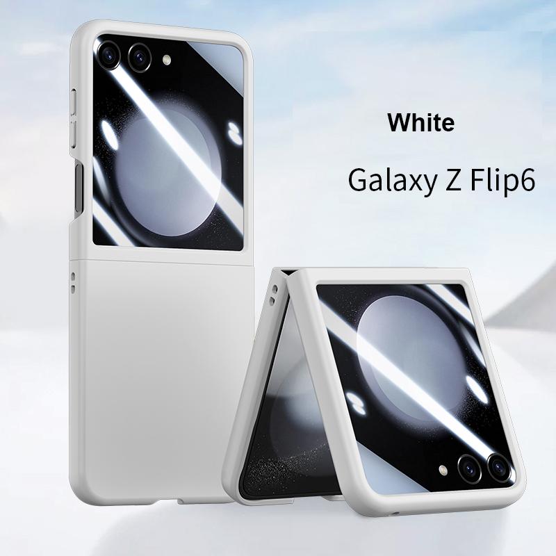 Etui Skin Feel do Samsung Galaxy Z Flip 6 5 5G Flip5 Flip6 Mały ekran z folią zabezpieczającą 2-częściowy zestaw Pokrowiec odporny na wstrząsy