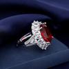 European and American five-carat simulated high-carbon diamond pigeon blood ruby ring, female luxury temperament, advanced sense of cold wind ring