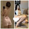 Sexy lace satin lingerie gentle wind perspective suspender nightdress low chest backless temptation miniskirt