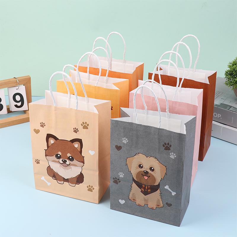 6 stuks honden papieren zak met handvat honden verjaardagsfeest snoep traktatie zak kind verjaardagsfeest bedankzakje bruiloft babyshower benodigdheden