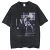 Game Leon S Kennedy Portrait Printed Short Sleeve T Shirt  Harajuku Summer Vintage Wash Cotton Mens Loose Round Clothing