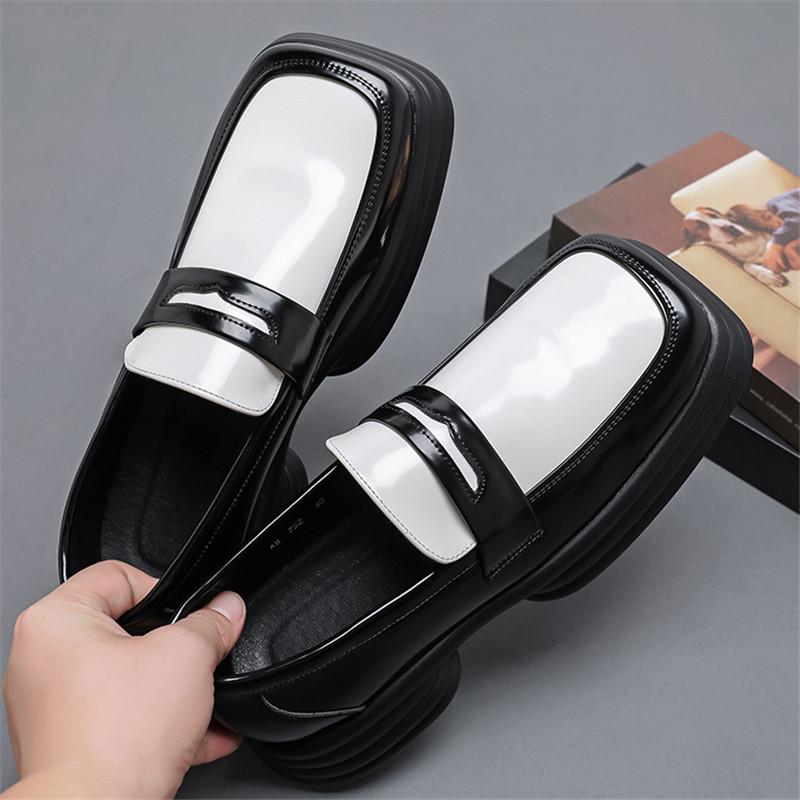 Moda Nuevos Zapatos Casuales para Hombre Negros Blancos Mixtos de Suela Gruesa con Aumento de Altura Mocasines con Correa de Monje Masculinos Tenis Masculino Zapatos Hombre