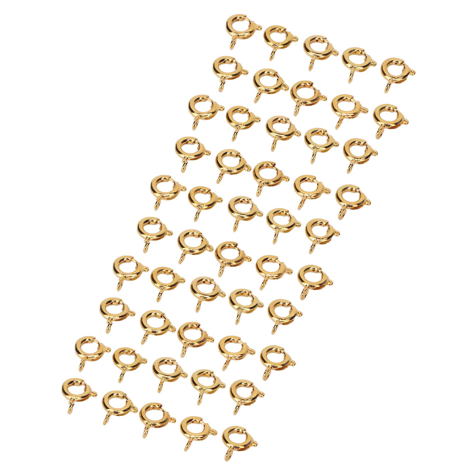 

50 Pcs Spring Ring Clasps 6mm Diameter 1.5mm Hole Decorative Copper Round Clasps for Jewellery Gold золотой