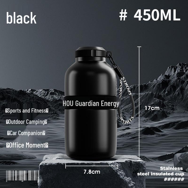 

Двухслойная спортивная бутылка для воды из нержавеющей стали 316 с вакуумной изоляцией и ручкой - Большая вместимость для велоспорта на открытом воздухе 450ml/650ml