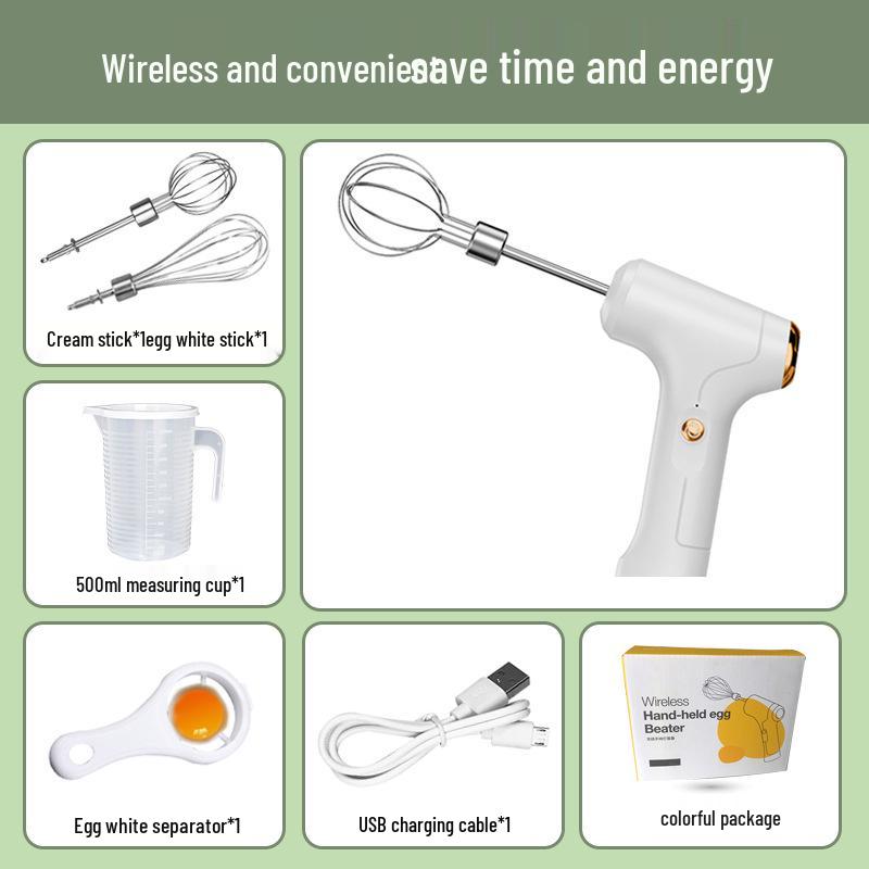 

Беспроводной электрический венчик и взбиватель для крема и яичных белков, мини-домашний миксер.