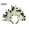 Gothic Hair Accessories for Women Halloween Rose Headband, Flower Leaf Crown Hoops Bands, Black Headband Headpiece Hairband Cosplay Party Dress