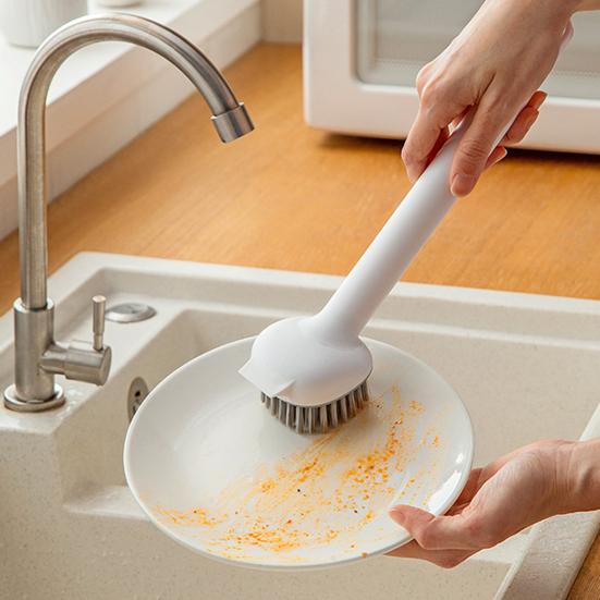 Pot Brush Oil-Free Bristles 360-degree Rotating Head Cleaning Brush with Extended Handle
