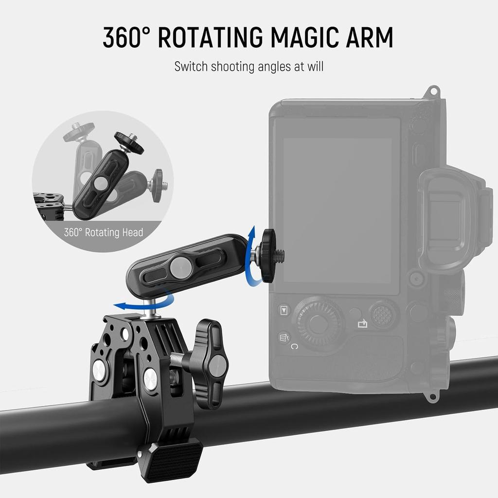 NEEWER Super Clamp with Ballhead Magic Arm, Cold Shoe, Phone/Action Camera Mount Adapter Compatible with SmallRig GoPro DJI