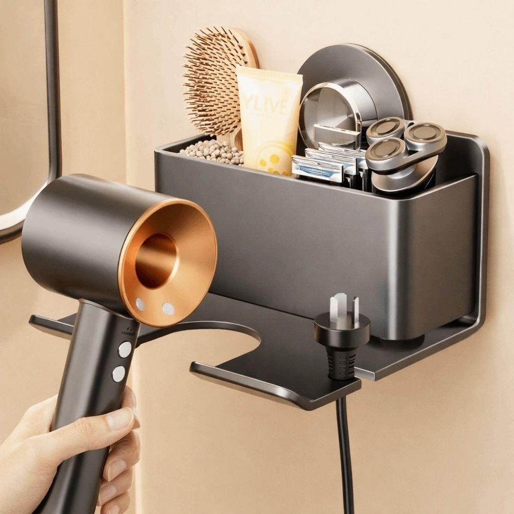 Punch Free Suction Cup Hair Dryer Holder Carbon Steel Hairdryer Stand Hair Dryer Bracket for Home