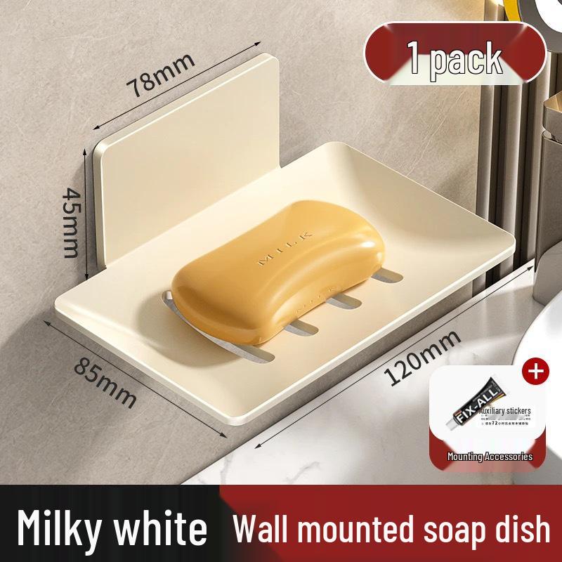 Stainless Steel Wall-Mounted Adhesive Soap Dish – Punch-Free, Drainage Design.