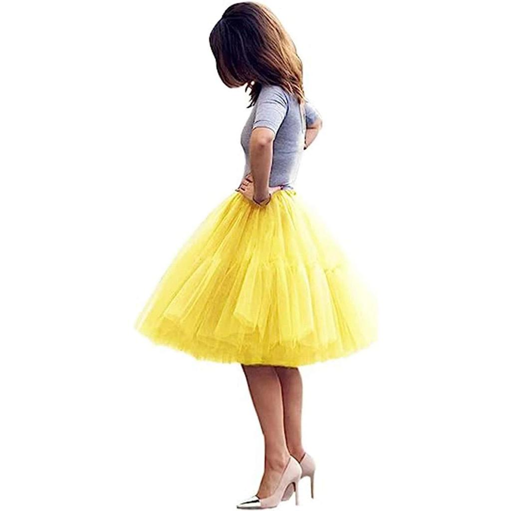 Gelber superflauschiger Tutu-Rock im Prinzessinnenstil – weicher weißer Mesh-Polyester-Gaze-Rock