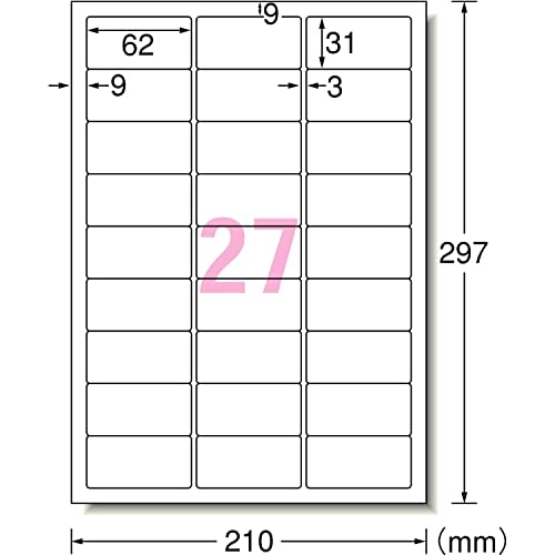 A-One Label Sticker Water Resistant Glossy Film White A4 27 Sides 3 Sheets 28982