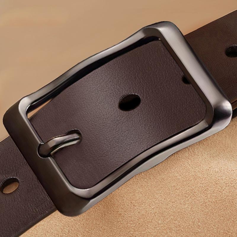 Men's Belt Retro Pin Buckle Belt Trendy Cowhide Belt Middle Aged and Young Versatile Jeans Belt