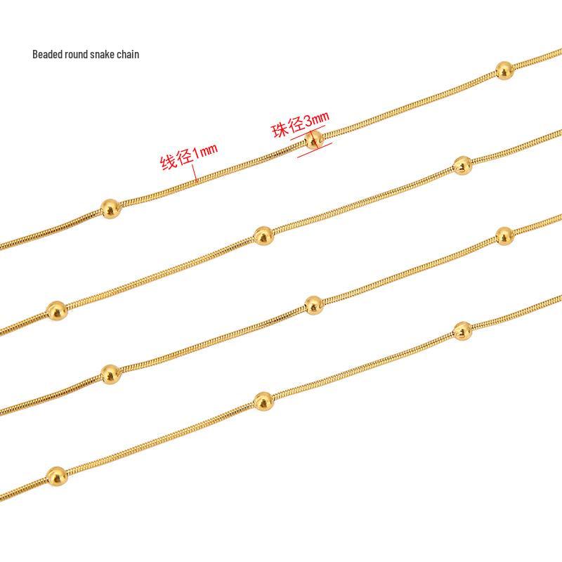 18k Gold Plated Minimalist Snake Chain Necklace - Round Clip Bead Clavicle Accessory