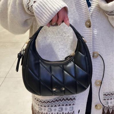 New Lambskin Crescent Bag Fashion High-end Diamond Handbag Shoulder Messenger Bag Women