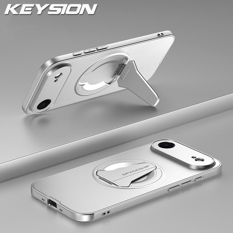 KEYSION Magnetische Handyhülle für iPhone 17 Pro Max Metalllack Silikon+PC Aufstellbarer Ständer Stoßfeste Hülle für iPhone 17 Air