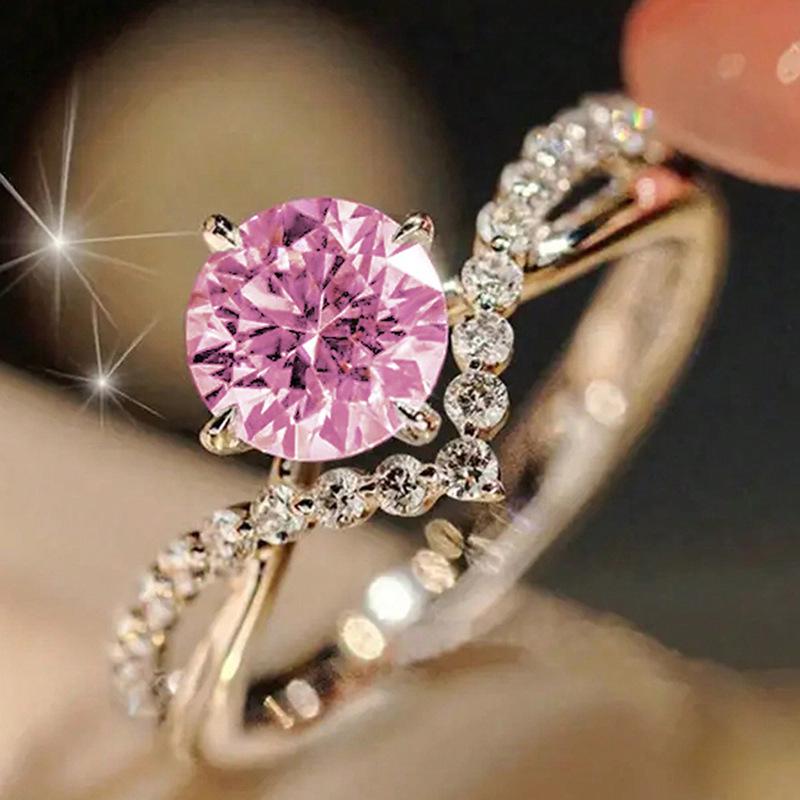 Cao Shi Zircon V-Shaped Wedding Band for Women - European & American Style Couples Ring