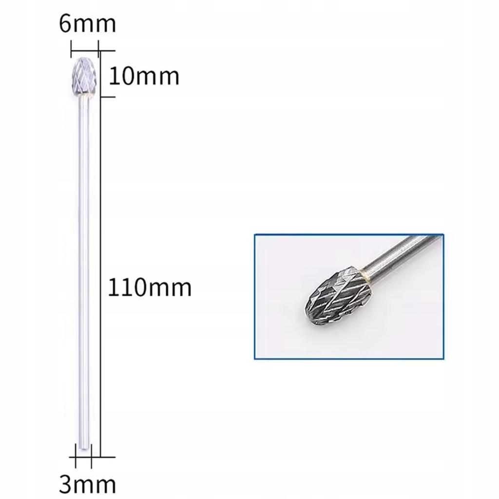 Zestaw Frezów Obrotowych | 3 Mm | 100 Mm | Podwójne Cięcie | Węglik Wolframu | Do Dremel | Drewno Metal Szkło Gips