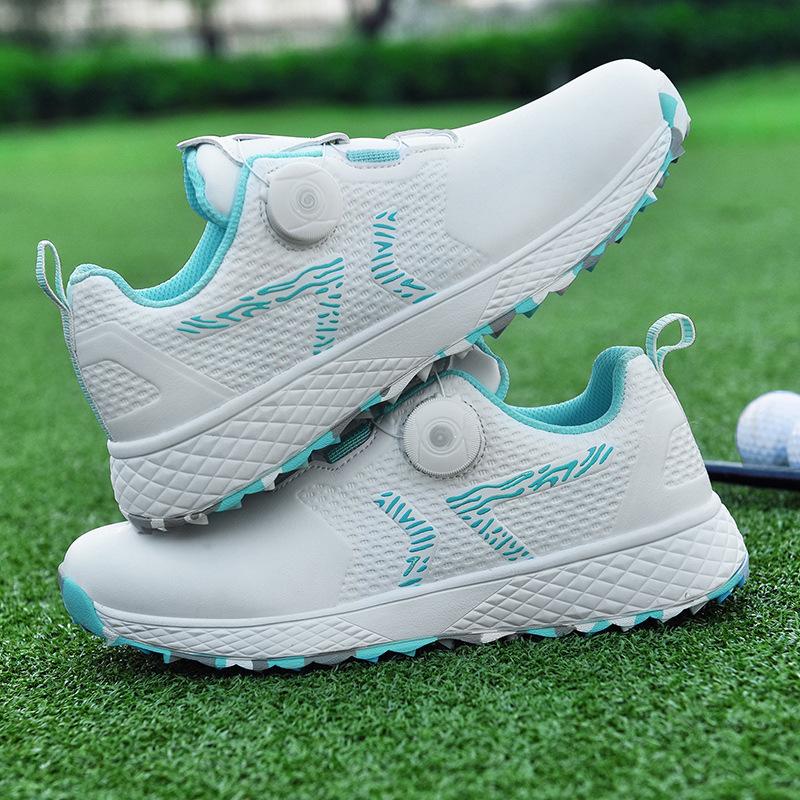 

Golf shoes women s waterproof automatic knob telescopic shoelaces non-slip fixing nails outdoor sneakers 35