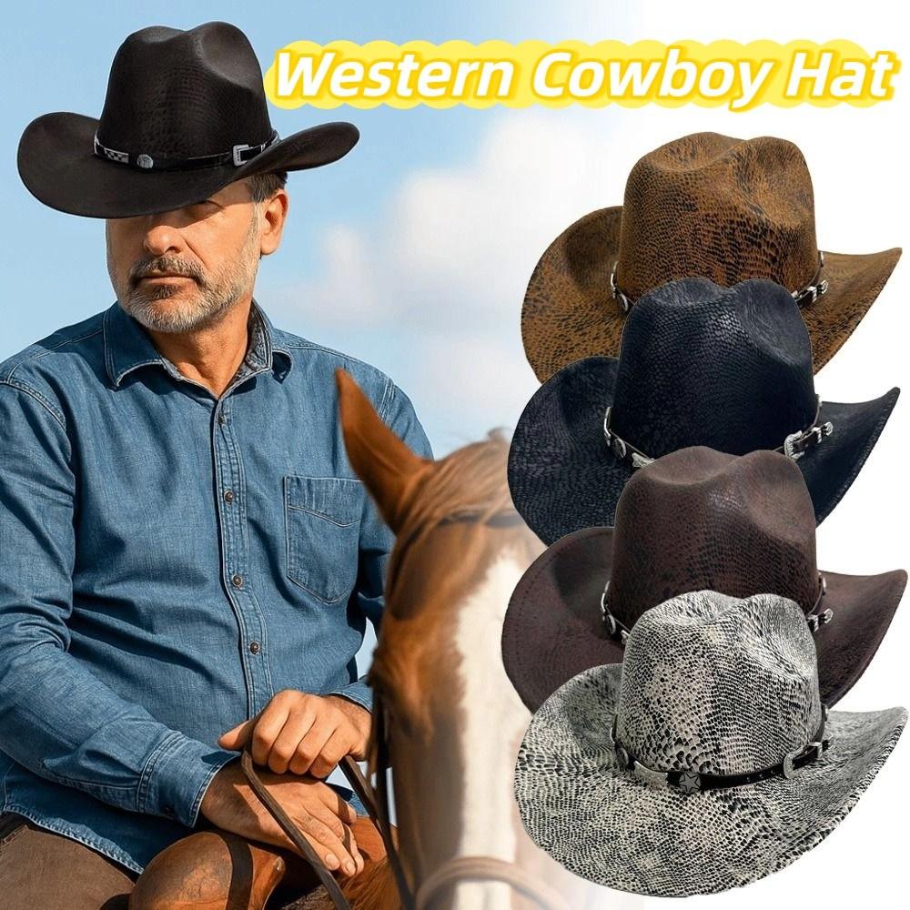 Wide Brim Cowgirl Jazz Hat Serpentine Visor Caps Gentleman Knight Hat  Outdoor