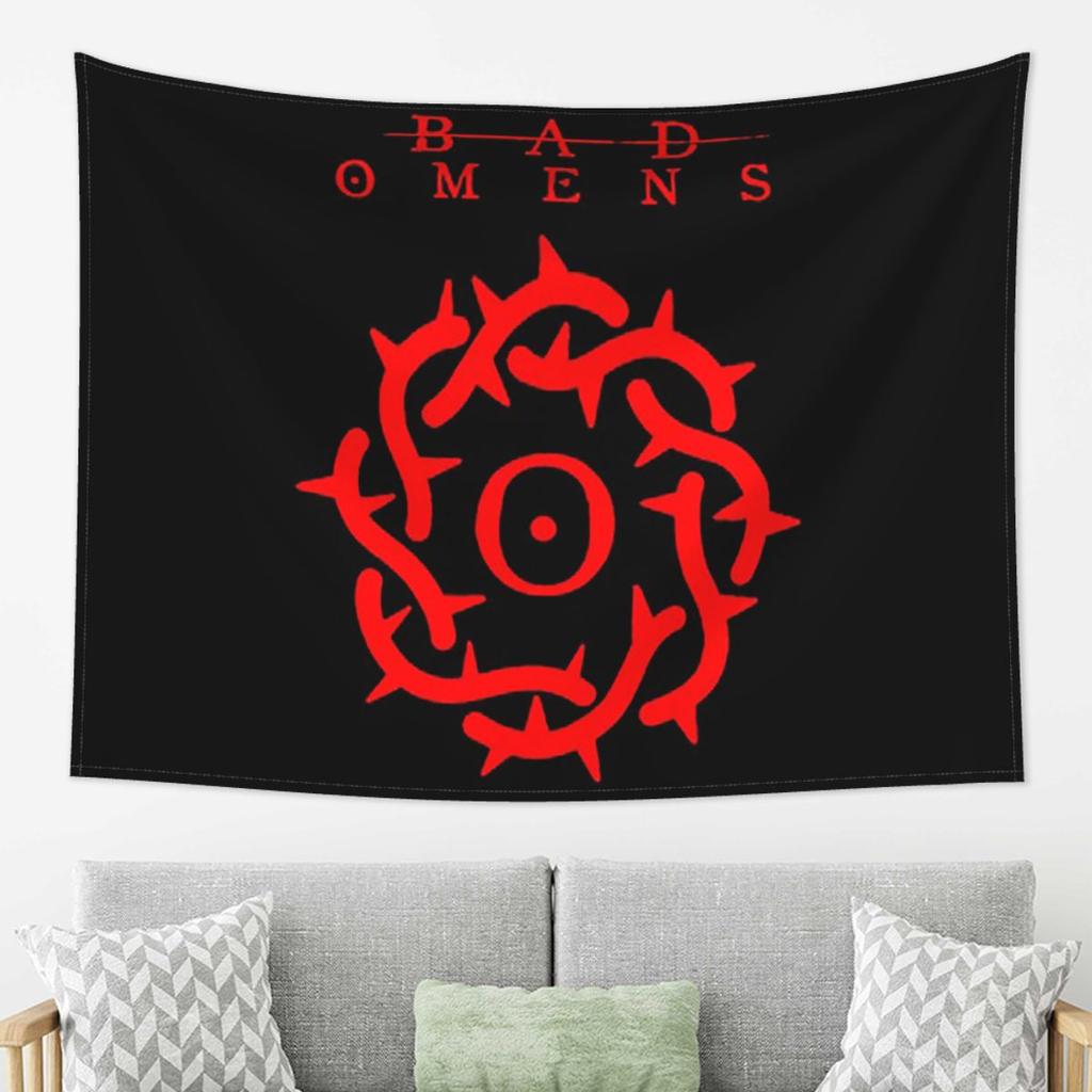 Telo Decorativo Logo Band Bad Omens Arte Arazzi Estetici per Soggiorno Camera da Letto Casa Tessuto Murale Appeso a Parete