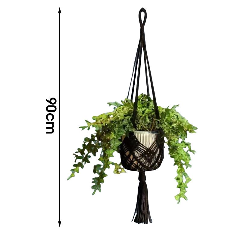 1Pcs Boho Macrame Plant Hanger for Indoor Outdoor Hanging Succulents Cotton Rope Woven Hanging Basket Flowerpot Net Pouch