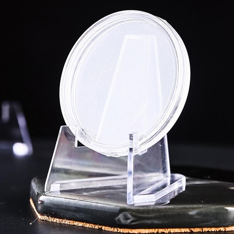 10Pcs Acrylic Stand Coin Display Easel Stand Small Shelf Collectible Game Card Holder Coin Capsule Badge Medal Holder