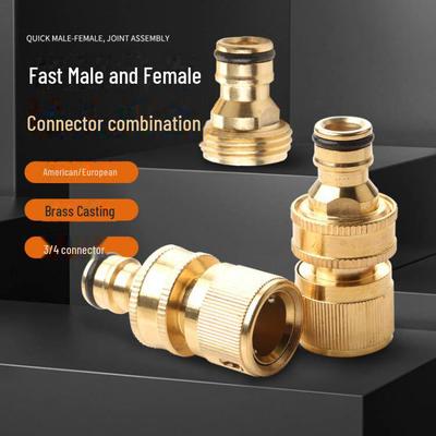3/4 İnç Pirinç Bahçe Hortumu Hızlı Bağlantı Seti (Erkek kadın)