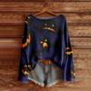 Women's Halloween Sweater, Bohemian Vintage Pattern Print Long Sleeve Knit Pullover
