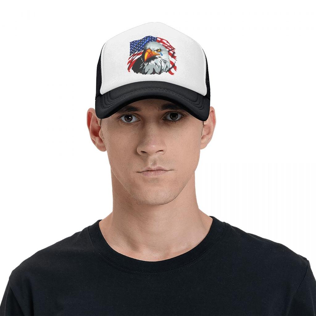 Punk USA American Flag Bald Eagle Baseball Cap Unisex Women Adjustable Trucker Hat Sports Snapback Caps