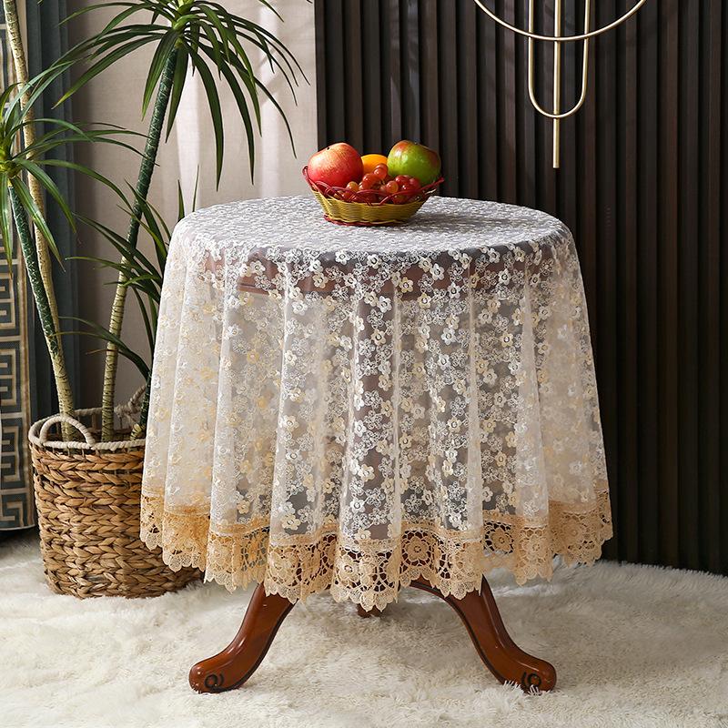 Art Household Lace Europe Dining Table Cover Round Tablecloth Embroidered Home Table Mat Dust Cover Home Decoration Table Cloth