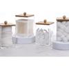 Tbestmax 12 OZ Cotton Swab/Ball/Pad Holder, Qtip Apothecary Jar, Clear Bathroom Containers Dispenser for Storage 4 Pack Wood Lids