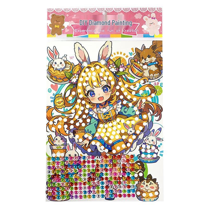 Kids' Cartoon DIY Acrylic Gem Stickers: Fun Educational Diamond Stickers for Girls