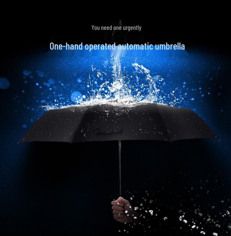 Men's Extra Large Solid Color Automatic Folding Umbrella - Self-Opening & Closing, Three-Fold Design, Sun & Rain Protection, Ideal for Business.
