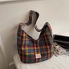 Borsa a tracolla Fashi a quadri da donna, borsa a spalla casual in tela, borsa tote di grande capacità, texture comoda e versatile, borse portaoggetti