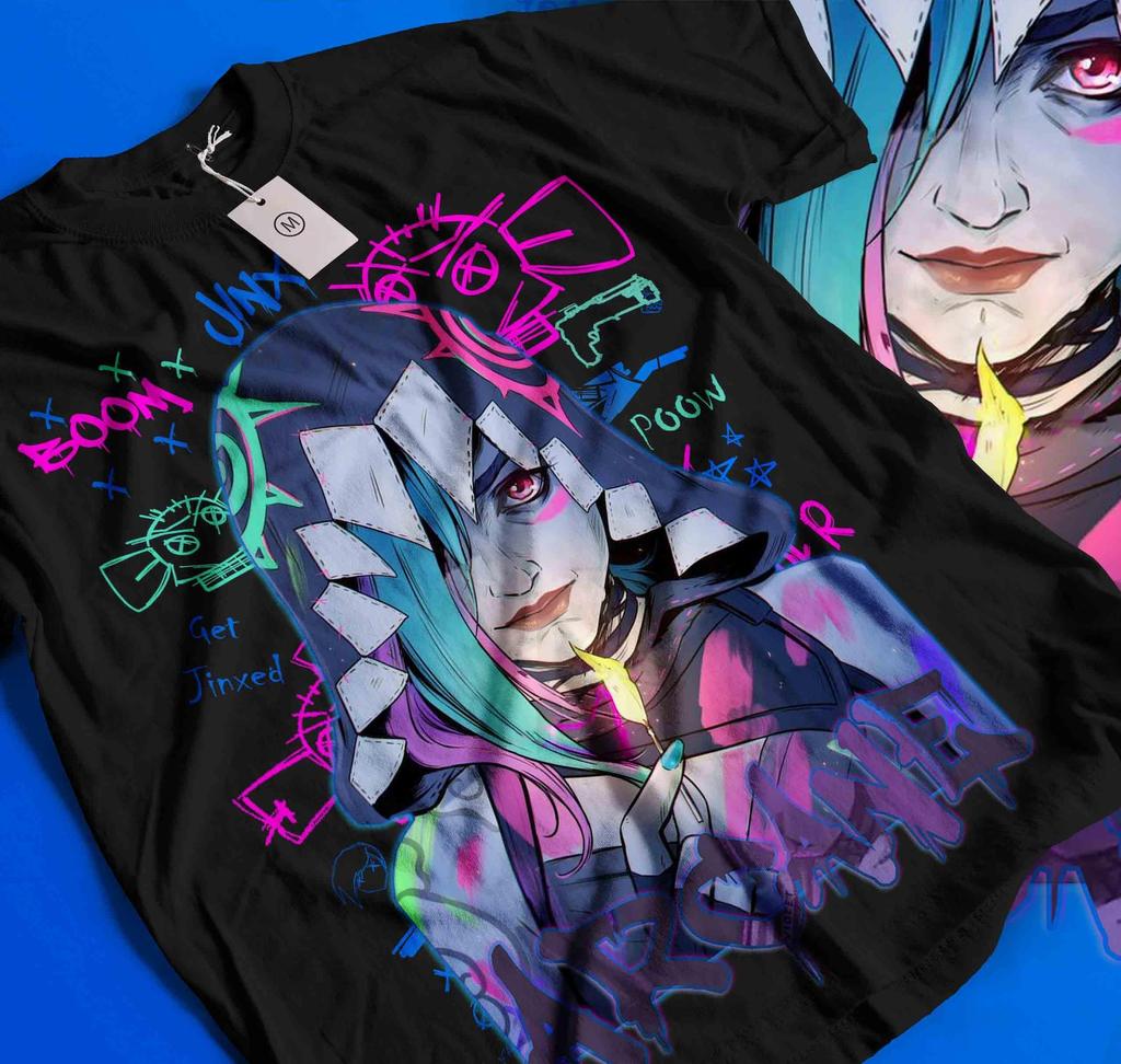 Jinx Arcane t-shirt, Gaming t-shirt, Gaming Legend Apparel, Video Game t-shirt, Moba Game t-shirt, LOL t-shirt, Gamer t-shirt, Game Lover