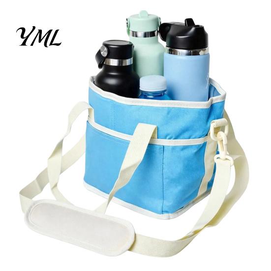 Heavy Duty Beverage Tray for Cups Drink Pouch with Adjustable Strap, Reusable Waterproof 4 Cup Carrier Sturdy Car Seat Holder, Foldable Portable Caddy