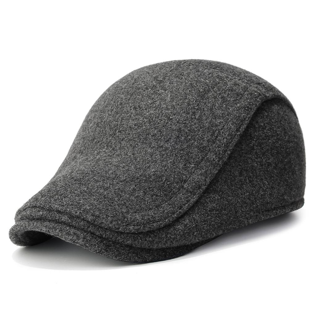Winter Forward Cap Outdoor Warm Ear Protection Cap Men's Woolen Middle-Aged and Elderly Cold-Proof Retro Cap