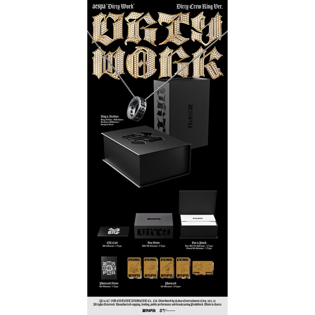【新品未開封】aespa Dirty Work Dirty Crew Ring Pre-order] AESPA - Single [Dirty Work] Dirty Crew Ring Ver