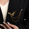 Retro Domineering Eagle Boys High-End Suit Brooch Simple Wings Metal Tassel High-End Brooch